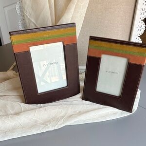 NWOT Rustic Patchwork Faux Leather Frames - Set of 2 similar to Pier1 Imports